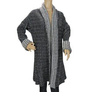 Paul Hardy Long Knit Open Front Cashmere and Wool Cardigan
